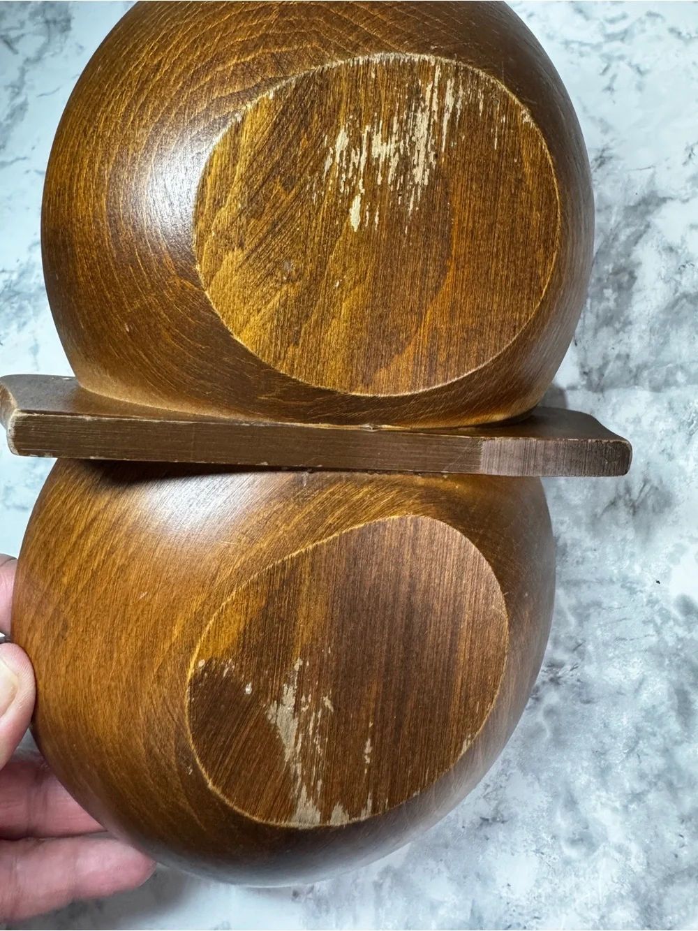 Lot of 2 Monkey Pod Light/Dark Wood Serving Bowls Tray